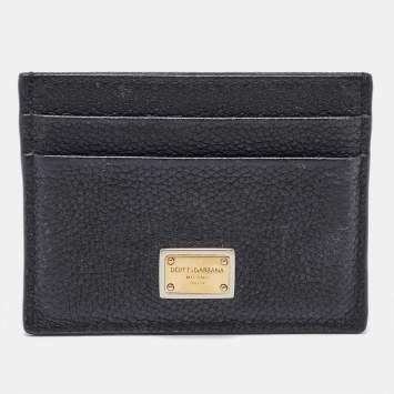 Pre Owned Dolce & Gabbana Black Leather Card Case