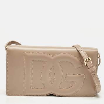 Pre Owned Dolce & Gabbana Blush Pink Leather DG Logo Phone Crossbody Bag