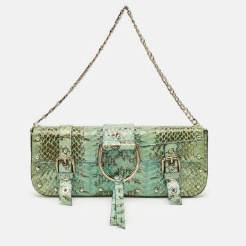 Dolce & Gabbana Green Python Chain Clutch