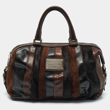 Dolce & Gabbana Two Tone Brown Calf Hair and Mix Leather Miss Urbanette Satchel