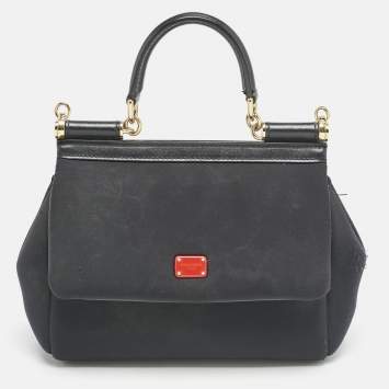 Dolce & Gabbana Black Neoprene Small Miss Sicily Top Handle Bag