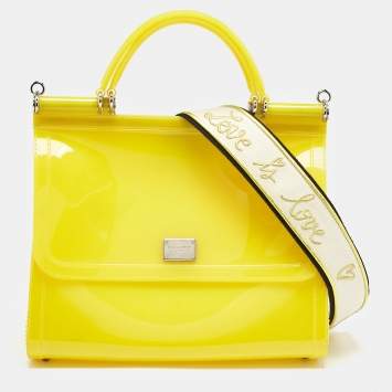 Pre Owned Dolce & Gabbana Yellow Rubber Miss Sicily Top Handle Bag