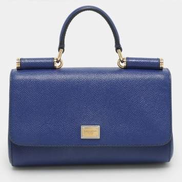 Dolce & Gabbana Blue Leather Miss Sicily Crossbody Bag