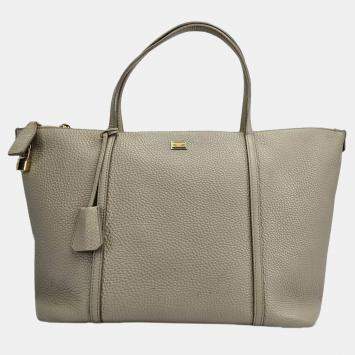 Dolce & Gabbana DG Beige Leather Tote Bag
