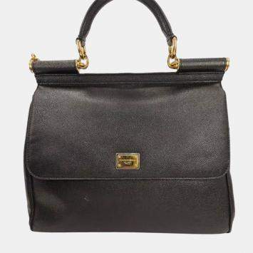 Dolce & Gabbana Miss Sicily Black Leather Top Handle Bag