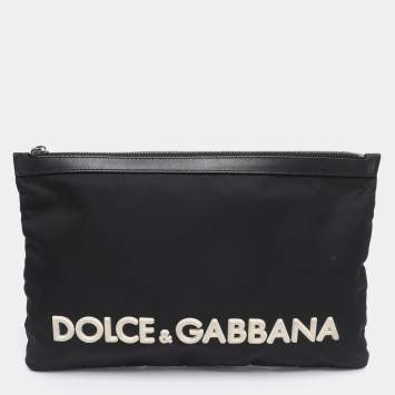 Pre Owned Dolce & Gabbana Black Nylon Logo Pouch