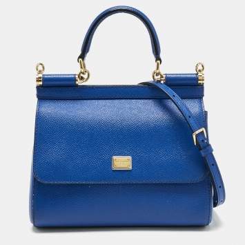 مملوكة مسبقًا Dolce & Gabbana Blue Leather Small Miss Sicily Top Handle Bag