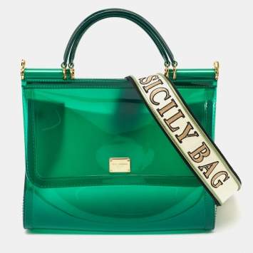 Pre Owned Dolce & Gabbana Green PVC Medium Miss Sicily Top Handle Bag