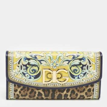 Pre Owned Dolce & Gabbana Multicolor Majolica Print Coated Canvas DG Continental Wallet