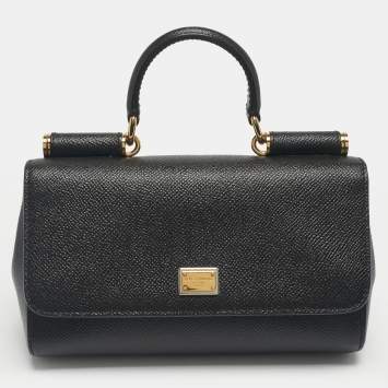 Pre Owned Dolce & Gabbana Black Leather Mini Miss Sicily Top Handle Bag