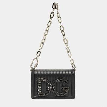 Dolce and Gabbana Black Leather Miss Lexington Shoulder Bag
