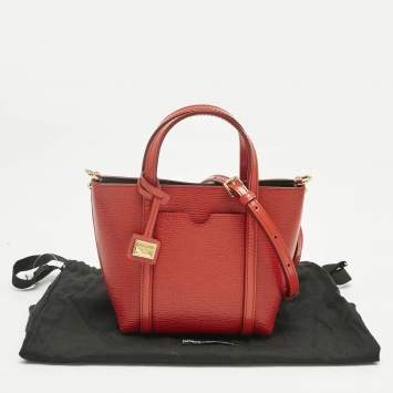 Pre Owned Dolce & Gabbana Red Leather Mini Escape Shopper Tote