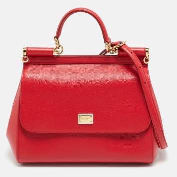مملوكة مسبقًا Dolce & Gabbana Miss Sicily Medium Red Leather Top Handle Bag