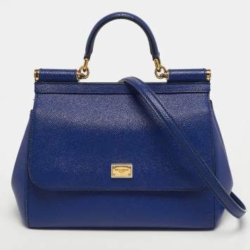 مملوكة مسبقًا Dolce & Gabbana Miss Sicily Medium Blue Leather Top Handle Bag