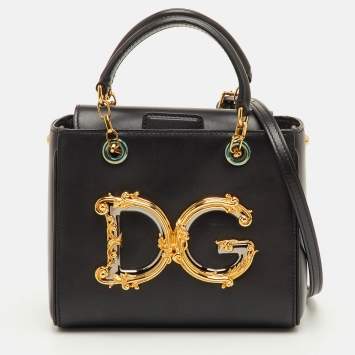 مملوكة مسبقًا حقيبة يد توتس دولتشي أند غابانا جي جي بنات جلد أسود