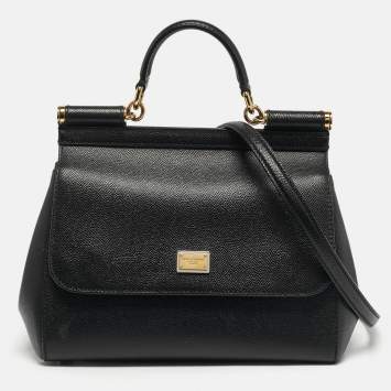 مملوكة مسبقًا Dolce & Gabbana Miss Sicily Medium Black Leather Top Handle Bag