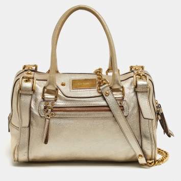 Pre Owned Dolce & Gabbana Miss Easy Way Gold Leather Satchel