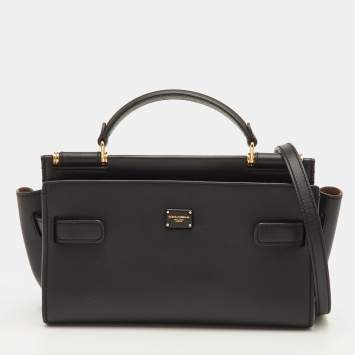 مملوكة مسبقًا Dolce & Gabbana Sicily 62 Black Leather Multi-functional Top Handle Bag