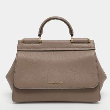 Pre Owned Dolce & Gabbana Sicily Beige Leather Top Handle Bag