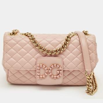 Pre Owned Dolce & Gabbana DG Millennials Pink Quilted Leather Shoulder Bag