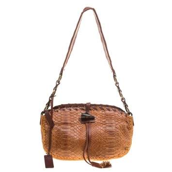 مملوكة مسبقًا Dolce & Gabbana Brown Python Tassel Shoulder Bag
