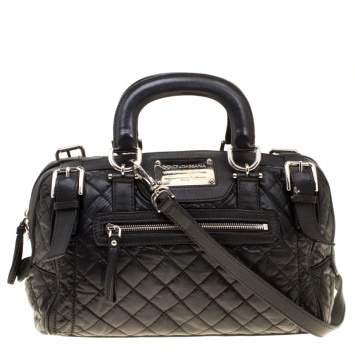 Pre Owned Dolce & Gabbana Black Nylon and Leather Miss Easy Way Top Handle Bag
