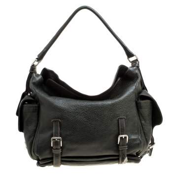Pre Owned Dolce & Gabbana Mossy Green Leather Miss Forever Hobo