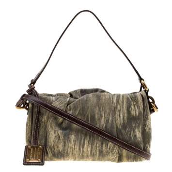 Pre Owned Dolce & Gabbana Yellow/Grey Printed Leather Miss Night and Day Crossbody Bag