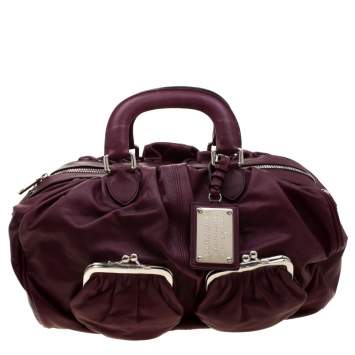 Pre Owned Dolce & Gabbana Burgundy Leather Miss Curly Bag