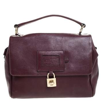 Pre Owned Dolce & Gabbana Maroon Leather  Miss Dolce Top Handle Bag