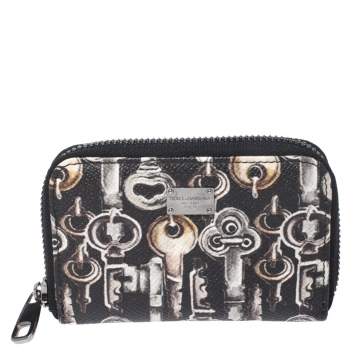 Pre Owned Dolce & Gabbana Black Key Print Canvas Coin Wallet