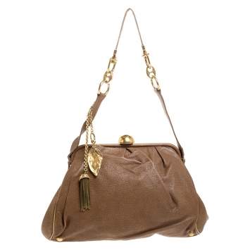 Pre Owned Dolce & Gabbana Brown Leather Frame Bag