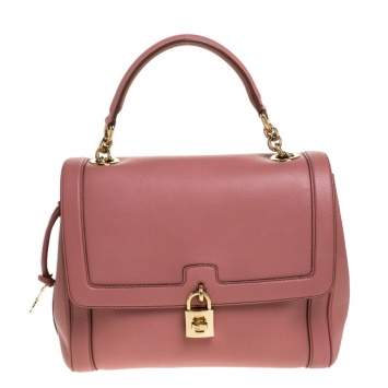Pre Owned Dolce & Gabbana Old Rose Pink Leather Miss Dolce Top Handle Bag
