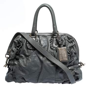 Pre Owned Dolce & Gabbana Grey Leather Miss Rouche Satchel