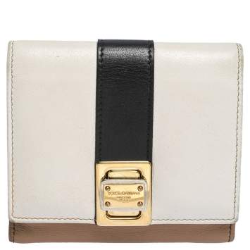 Pre Owned Dolce & Gabbana Tricolor Leather Trifold Wallet