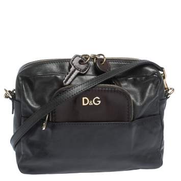 Pre Owned D&G Black/Brown Leather Crossbody Bag