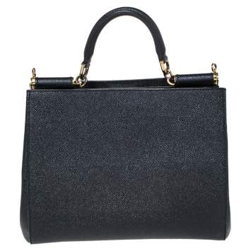 Pre Owned Dolce & Gabbana Black Leather Miss Sicily Top Handle Bag