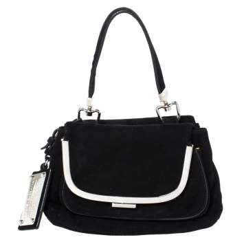 Pre Owned Dolce & Gabbana Black Suede Miss Sleek Satchel
