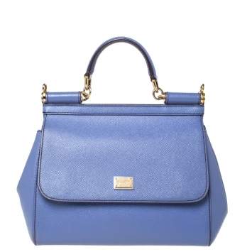 Pre Owned Dolce & Gabbana Lavender Leather Medium Miss Sicily Top Handle Bag