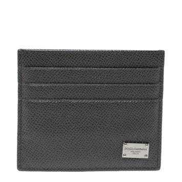 Pre Owned Dolce & Gabbana Dark Grey Leather Business Card Holder