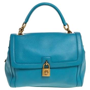 Pre Owned Dolce & Gabbana Powder Blue Leather Padlock Bag
