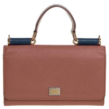 Pre Owned Dolce & Gabbana Tri Color Leather Miss Sicily Von Wallet on Chain