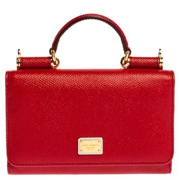 Pre Owned Dolce & Gabbana Red Leather Miss Sicily Smartphone Von Bag