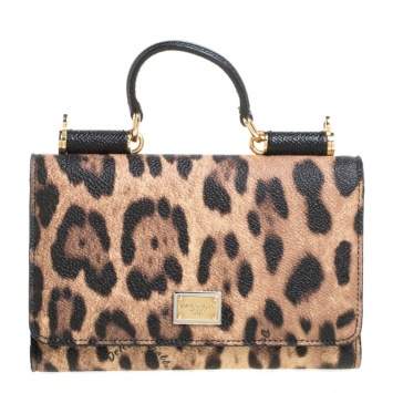 Pre Owned Dolce & Gabbana Beige/Black Coated Canvas Miss Sicily Von Smartphone Bag