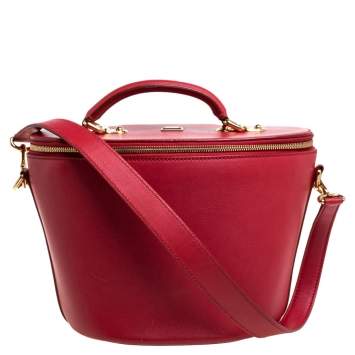 Pre Owned Dolce & Gabbana Red Leather Vanity Case Bag