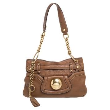 Pre Owned Dolce & Gabbana Tan Leather Chain Shoulder Bag