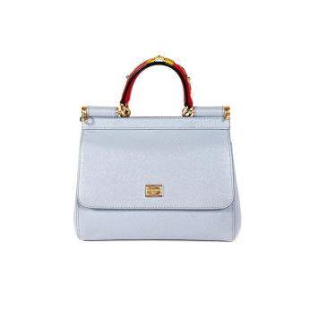 Pre Owned Dolce & Gabbana Blue Leather Mini Miss Sicily Bag