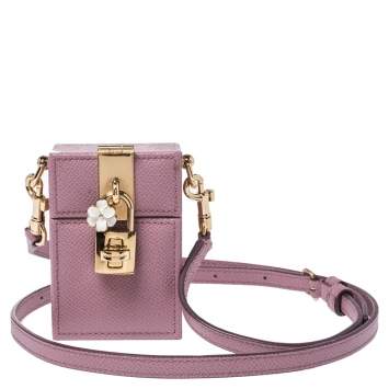 Pre Owned Dolce & Gabbana Pink Leather Cigarette Case Bag