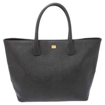Pre Owned Dolce & Gabbana Grey Grained Leather Escape Tote