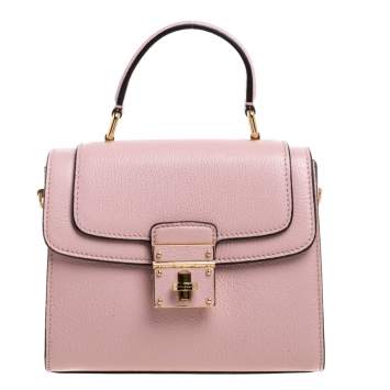 Pre Owned Dolce & Gabbana Pink Leather Mini Greta Top Handle Bag